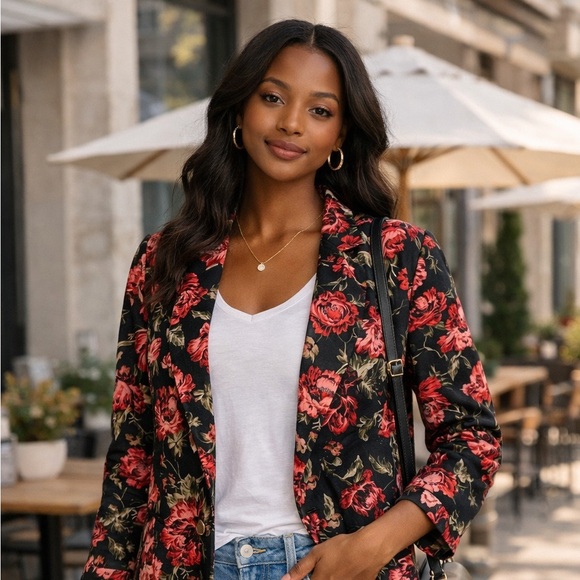 Sugarlips Jackets & Blazers - Sugarlips Black Floral Blazer